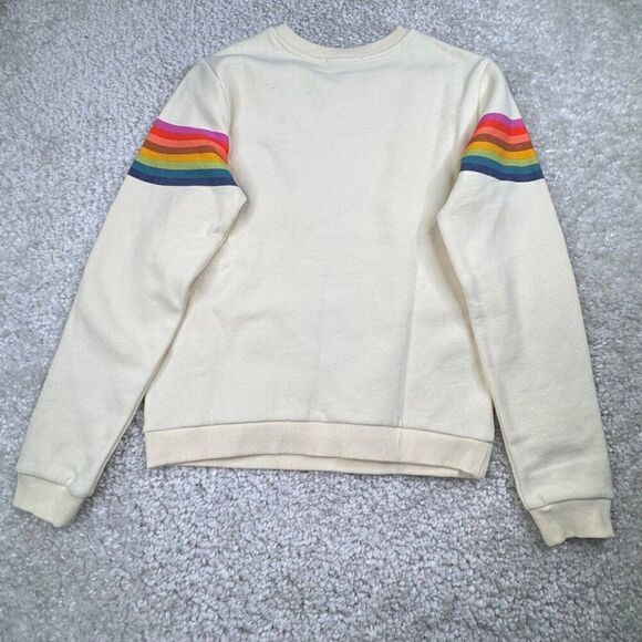 Marine Layer Anytime Sweatshirt Ivory Rainbow Striped NEW - Picture 4 of 10